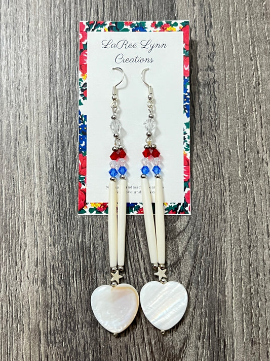 Heart and star Red, White and Blue Earrings